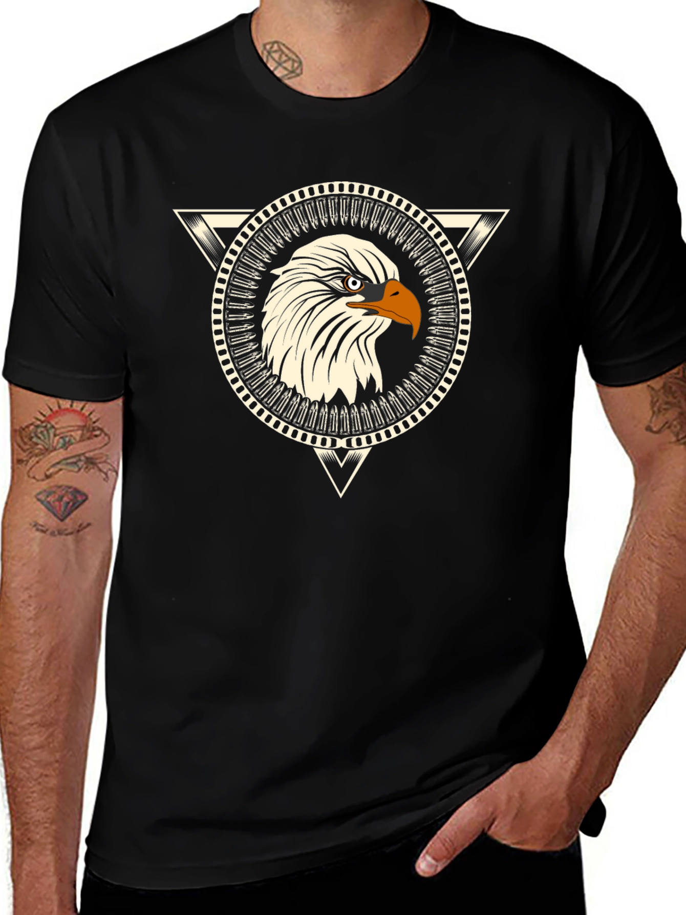 Eagle Graphic Print Black T-Shirt