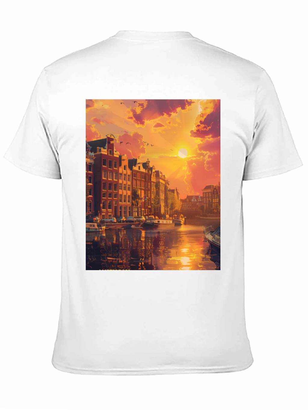 Amsterdam Sunset Graphic Tee - Black Crew Neck T-Shirt