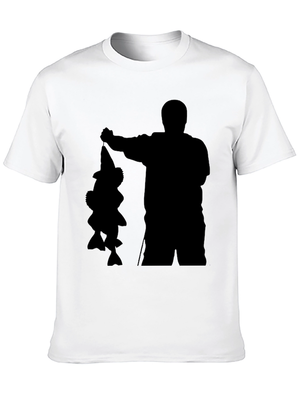 Fisherman Silhouette Graphic Tee - Black Cotton Blend Shirt