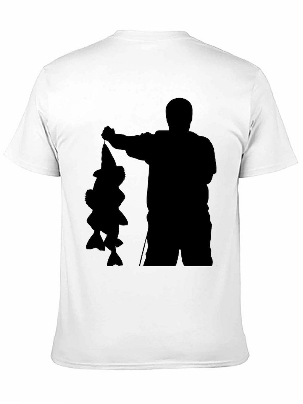 Fisherman Silhouette Graphic Tee - Black Cotton Blend Shirt
