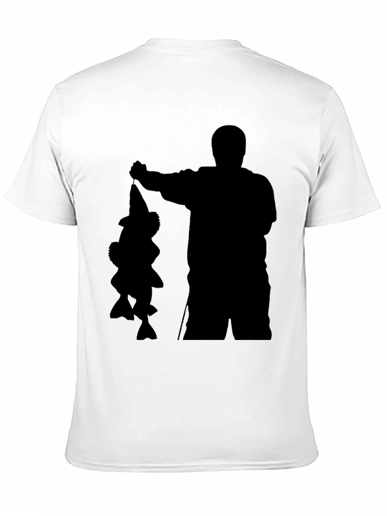 Fisherman Silhouette Graphic Tee - Black Cotton Blend Shirt
