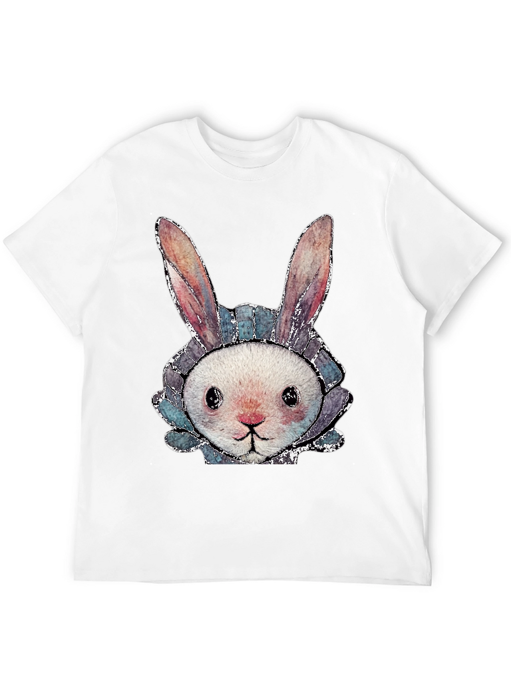 Cute Bunny Graphic Tee - Black Cotton Casual Shirt