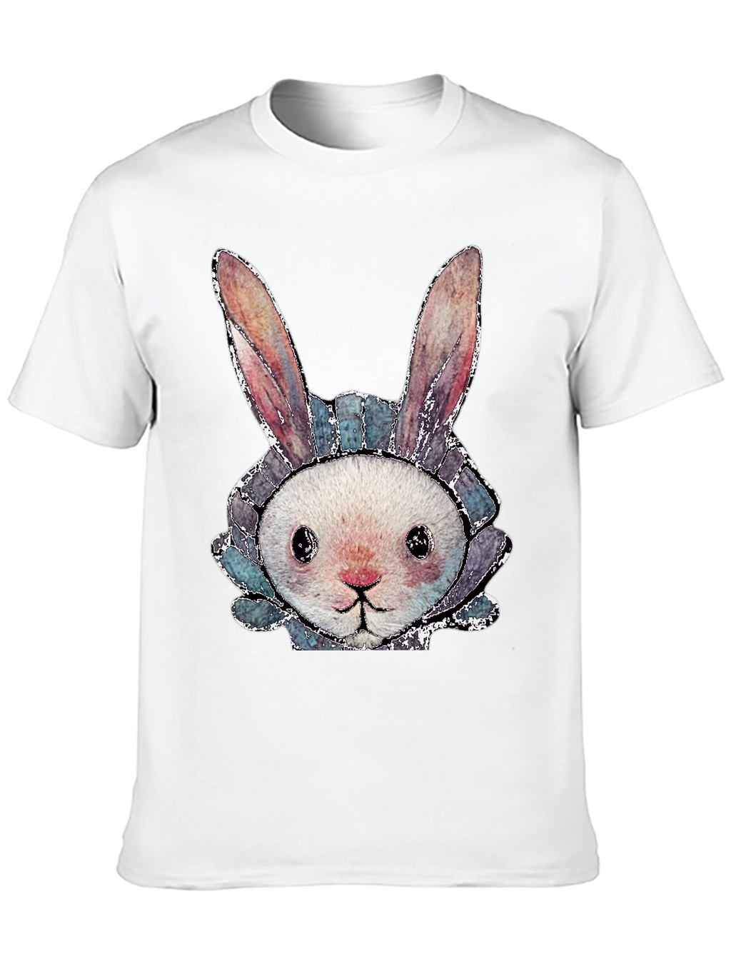 Cute Bunny Graphic Tee - Black Cotton Casual Shirt