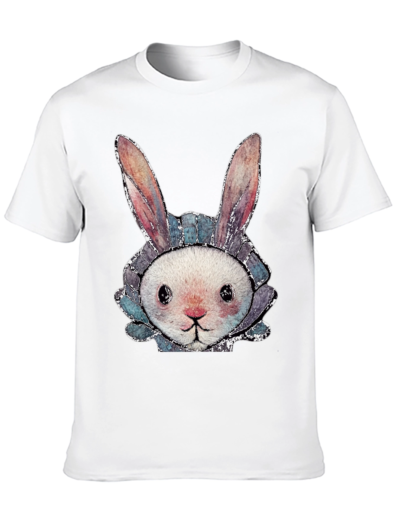 Cute Bunny Graphic Tee - Black Cotton Casual Shirt
