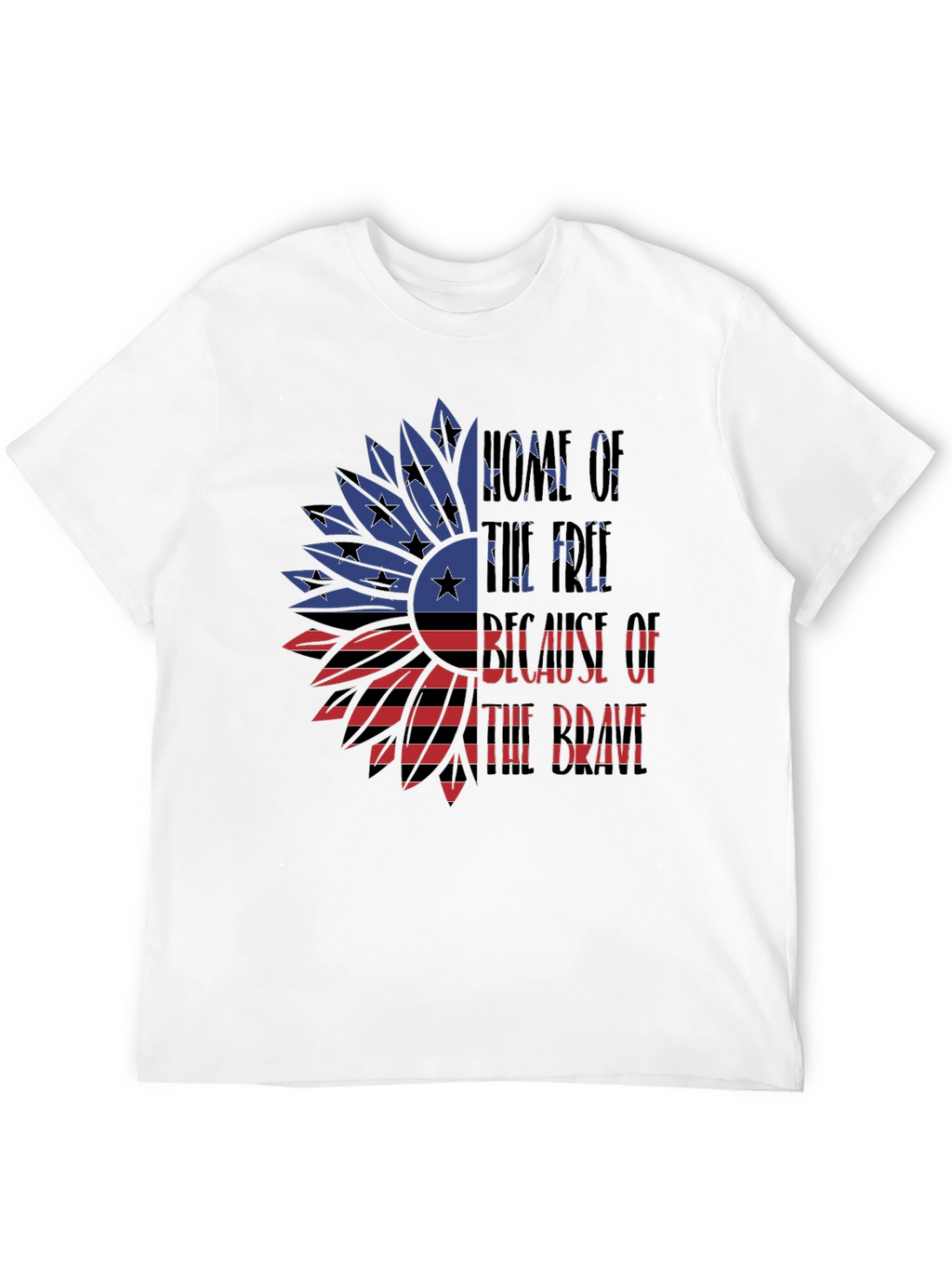 Patriotic American Flag Sunflower Graphic T-Shirt