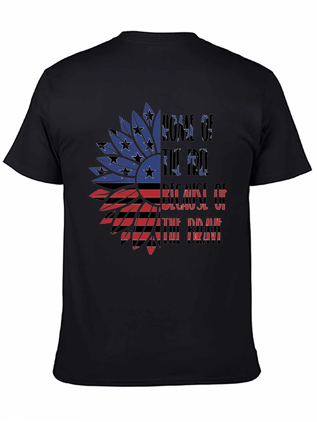Patriotic American Flag Sunflower Graphic T-Shirt