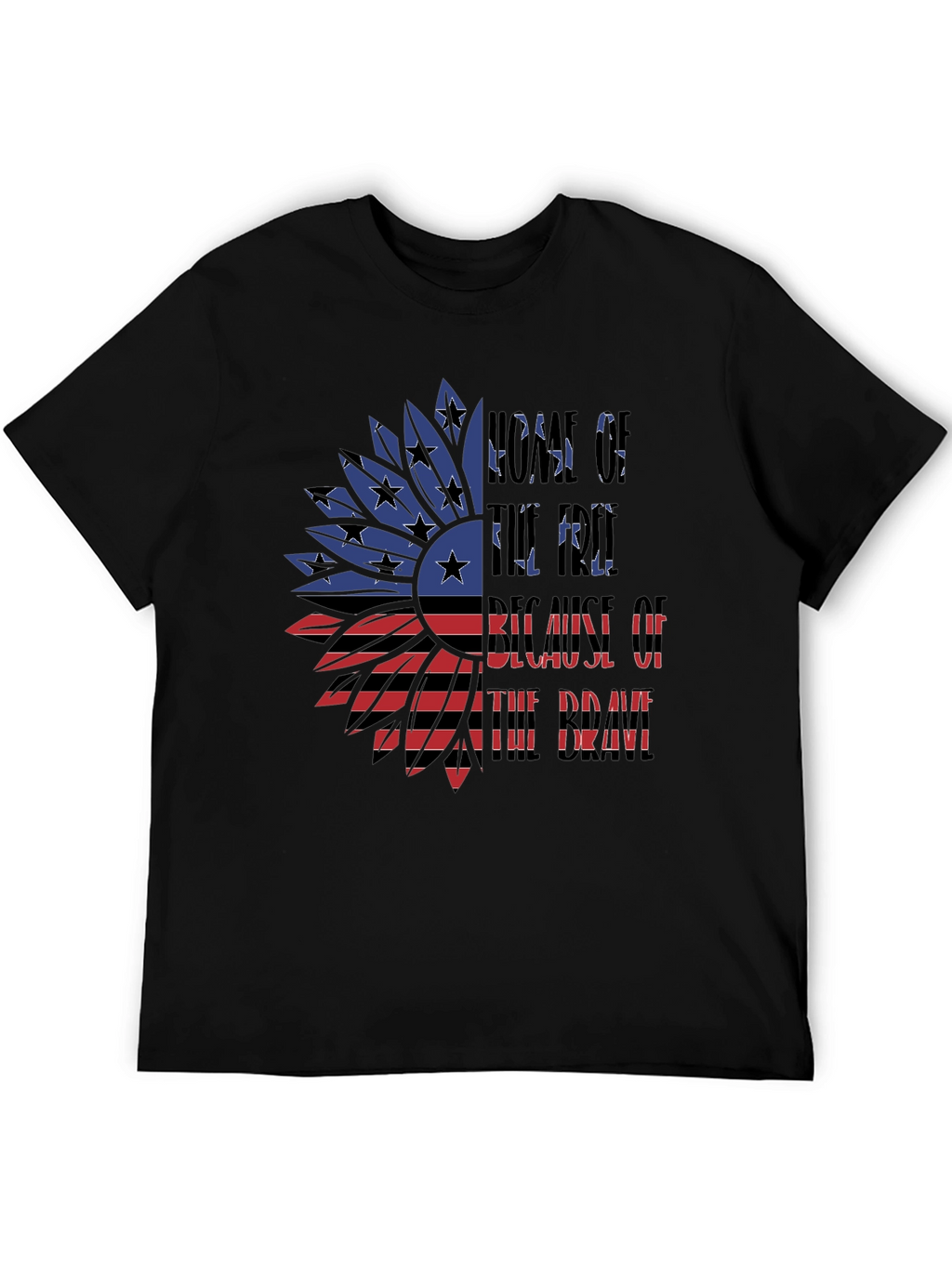 Patriotic American Flag Sunflower Graphic T-Shirt