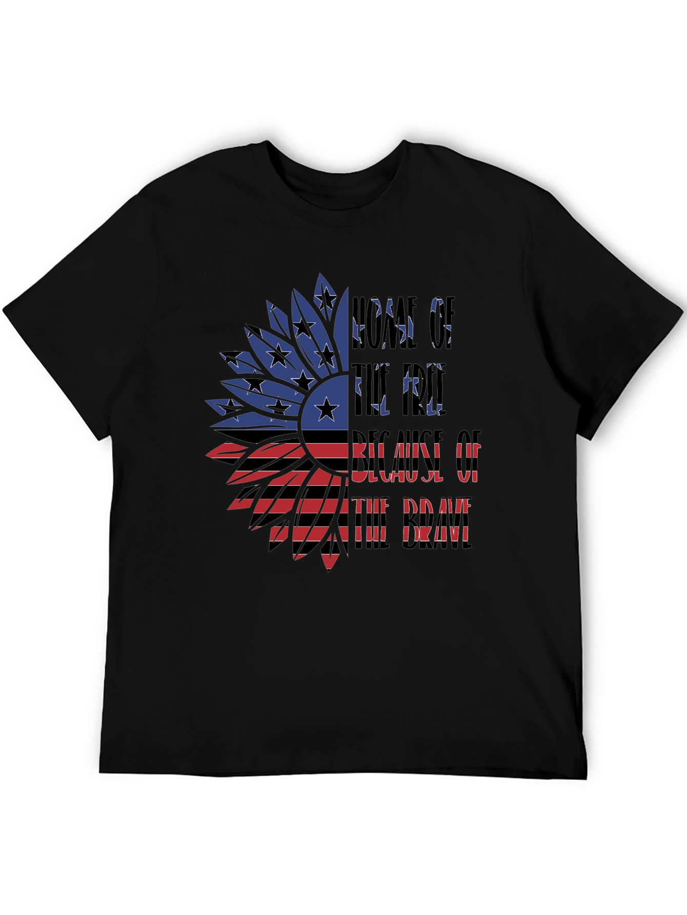 Patriotic American Flag Sunflower Graphic T-Shirt