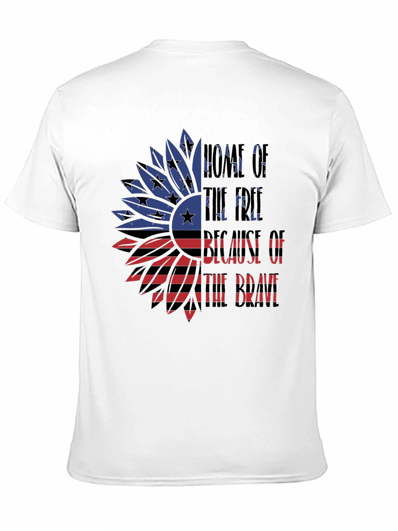 Patriotic American Flag Sunflower Graphic T-Shirt