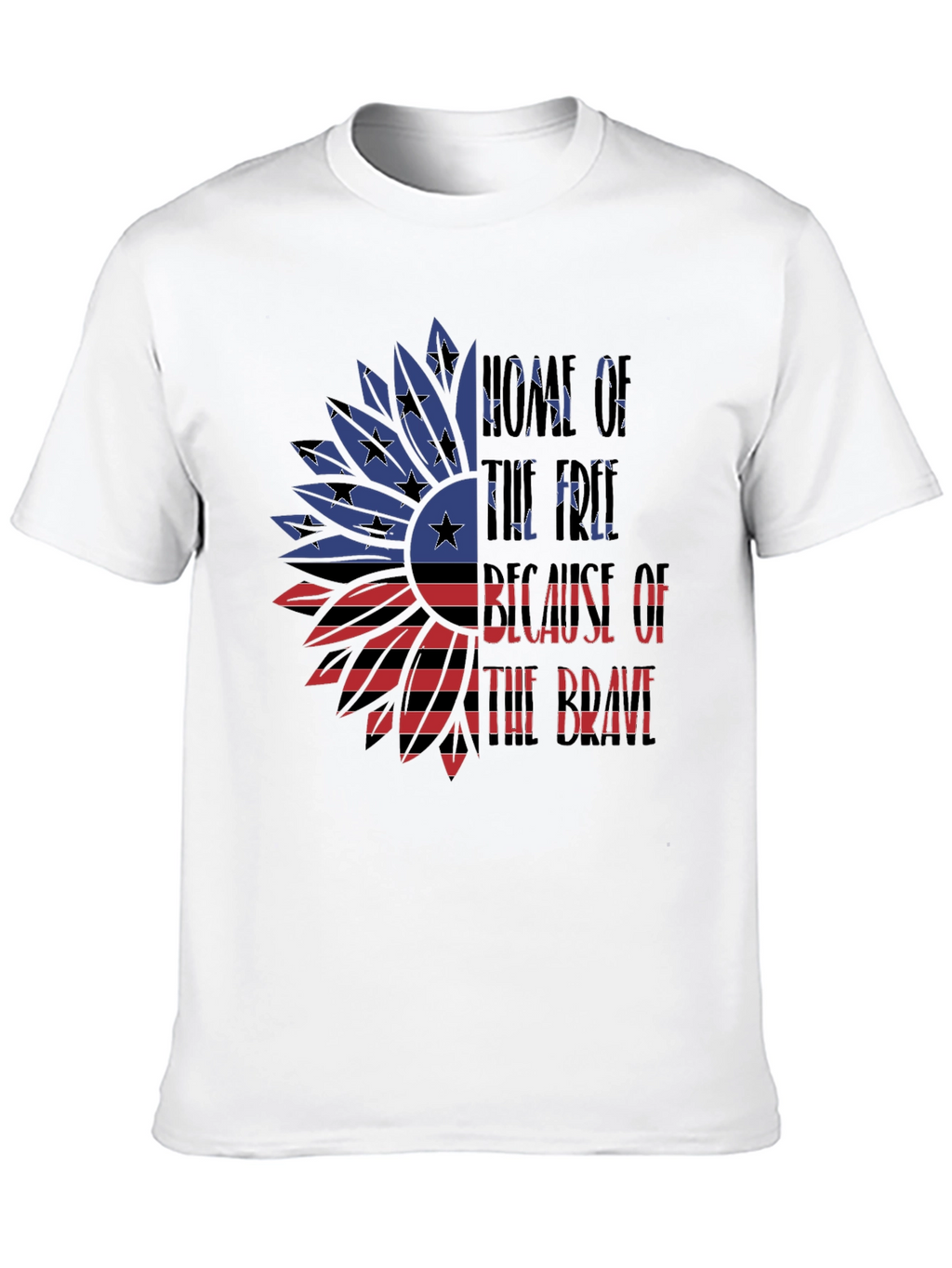 Patriotic American Flag Sunflower Graphic T-Shirt