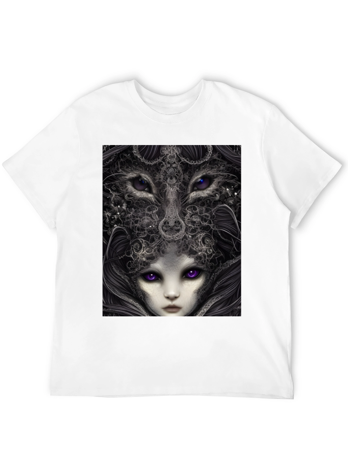 Surreal Wolf & Woman Graphic T-Shirt