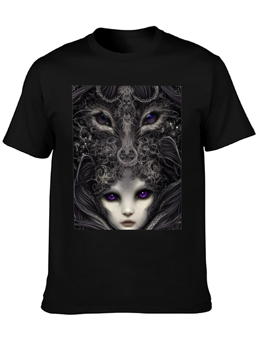 Surreal Wolf & Woman Graphic T-Shirt