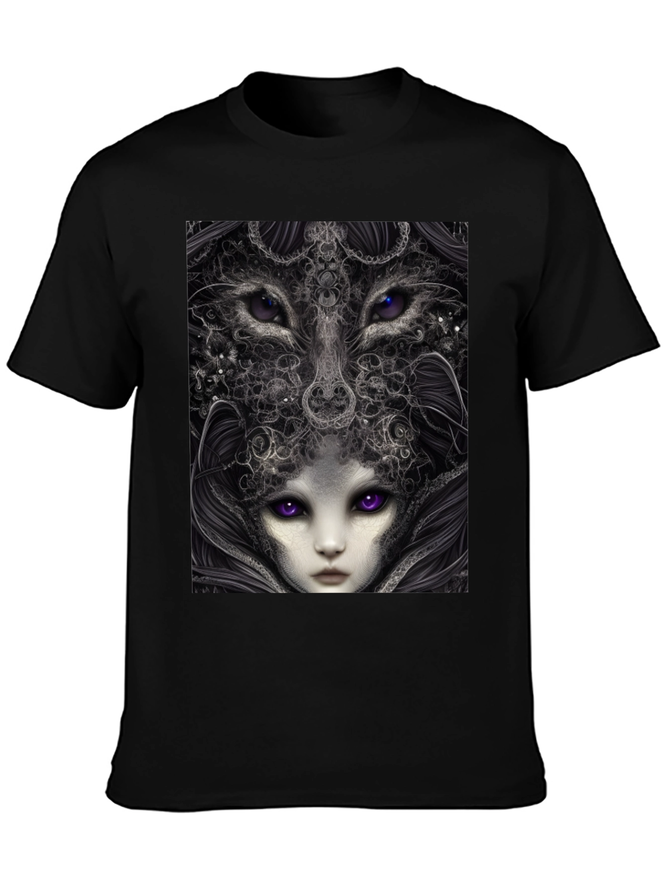 Surreal Wolf & Woman Graphic T-Shirt