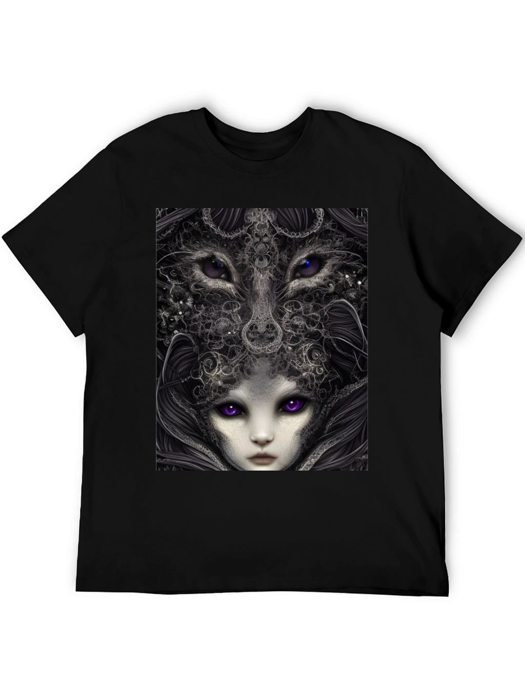 Surreal Wolf & Woman Graphic T-Shirt