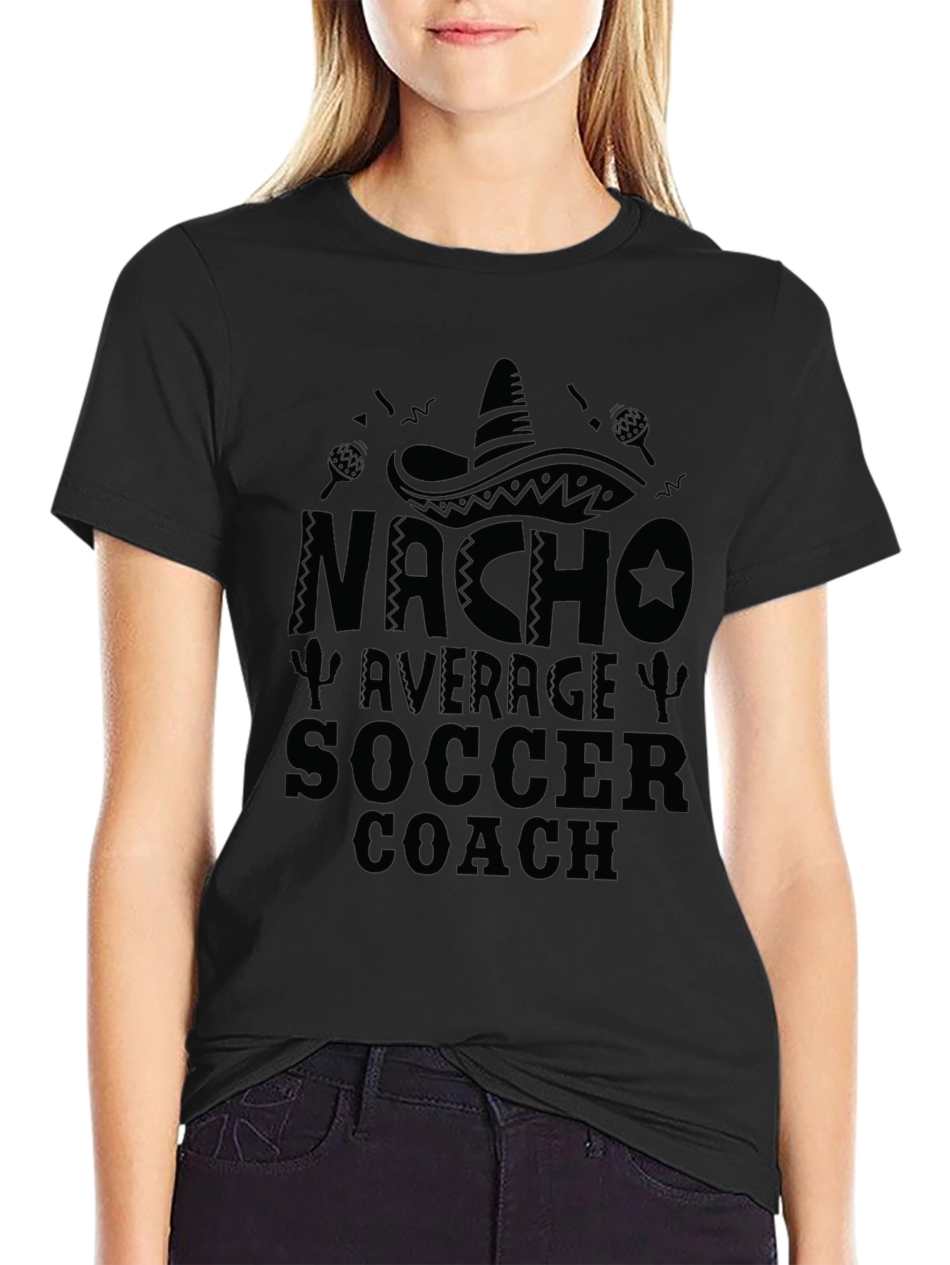 Nacho Average Soccer Coach Black T-Shirt
