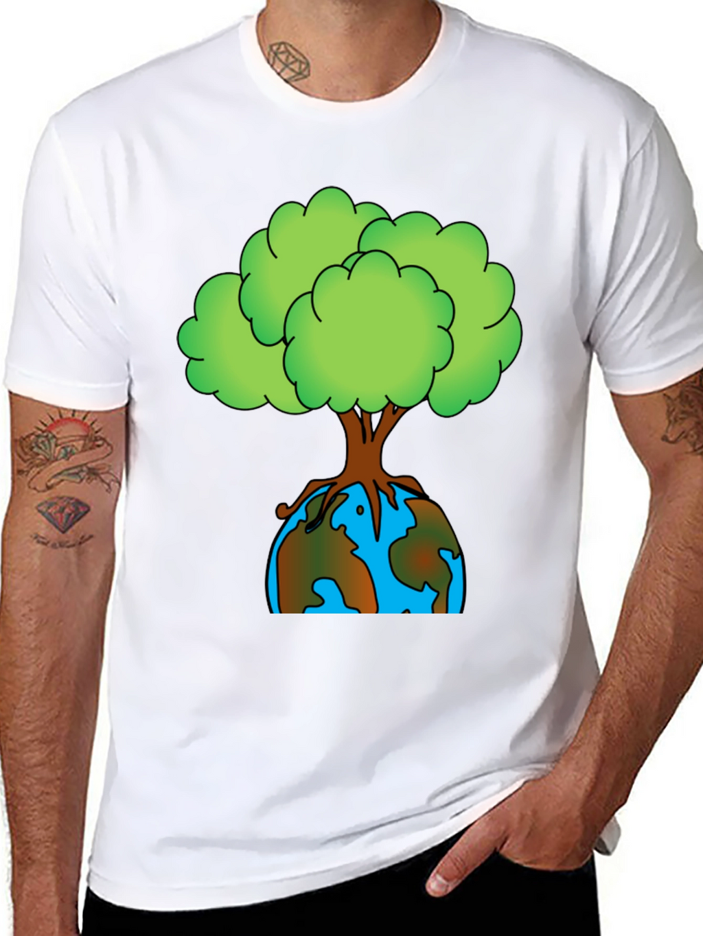 Earth Day Tree Graphic Tee - Black