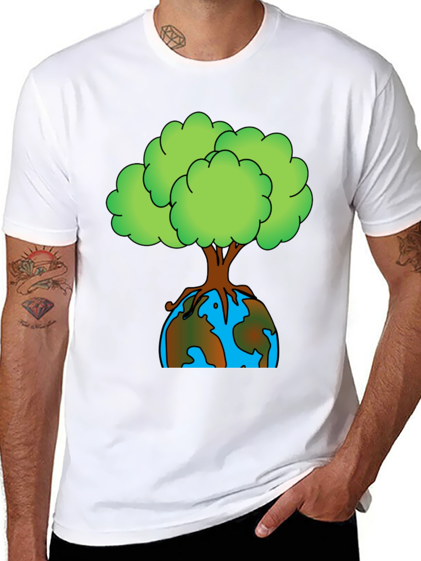 Earth Day Tree Graphic Tee - Black