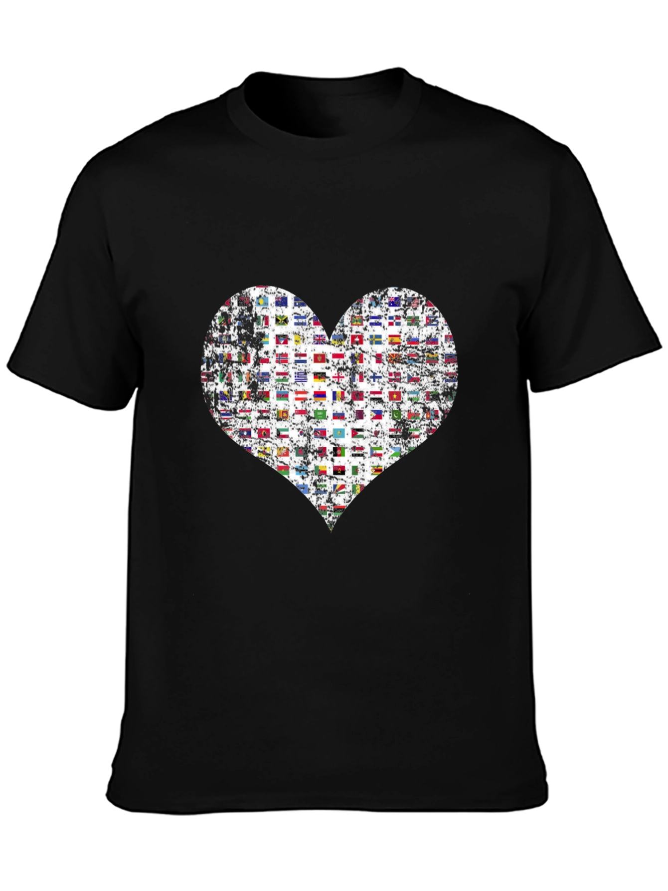 Flags Heart Graphic T-Shirt - Love All Nations