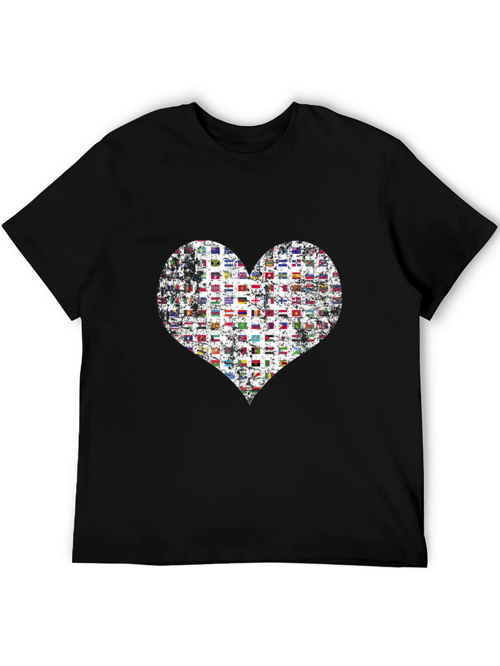 Flags Heart Graphic T-Shirt - Love All Nations
