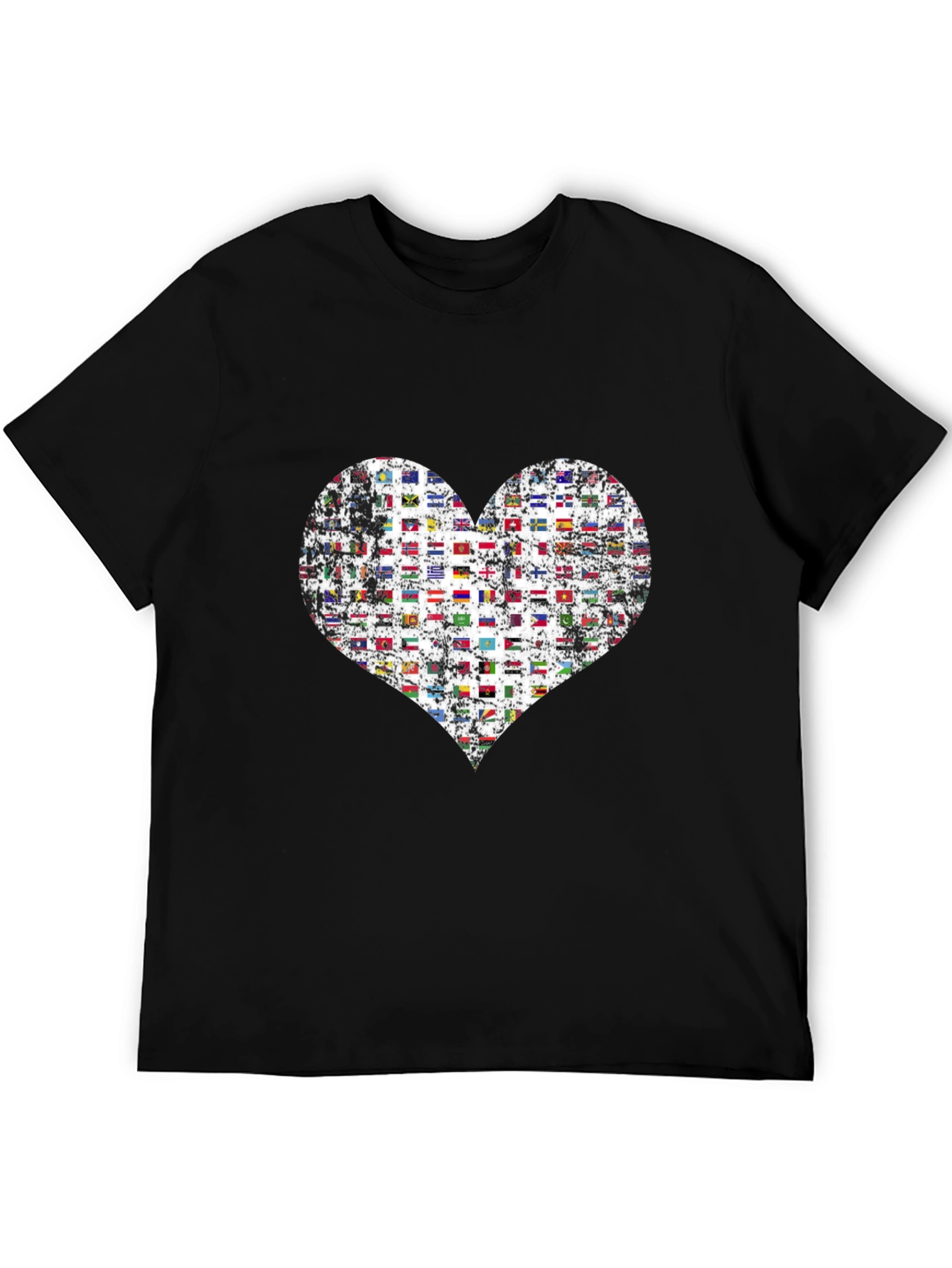 Flags Heart Graphic T-Shirt - Love All Nations