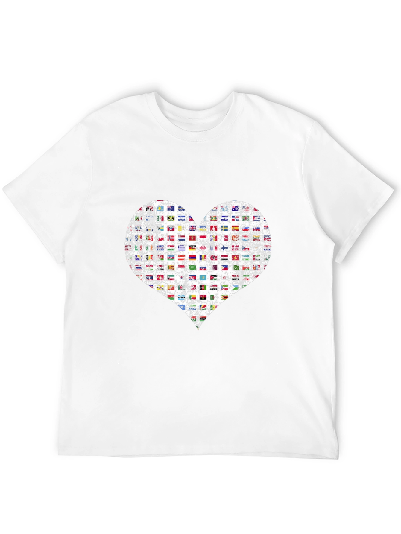 Flags Heart Graphic T-Shirt - Love All Nations