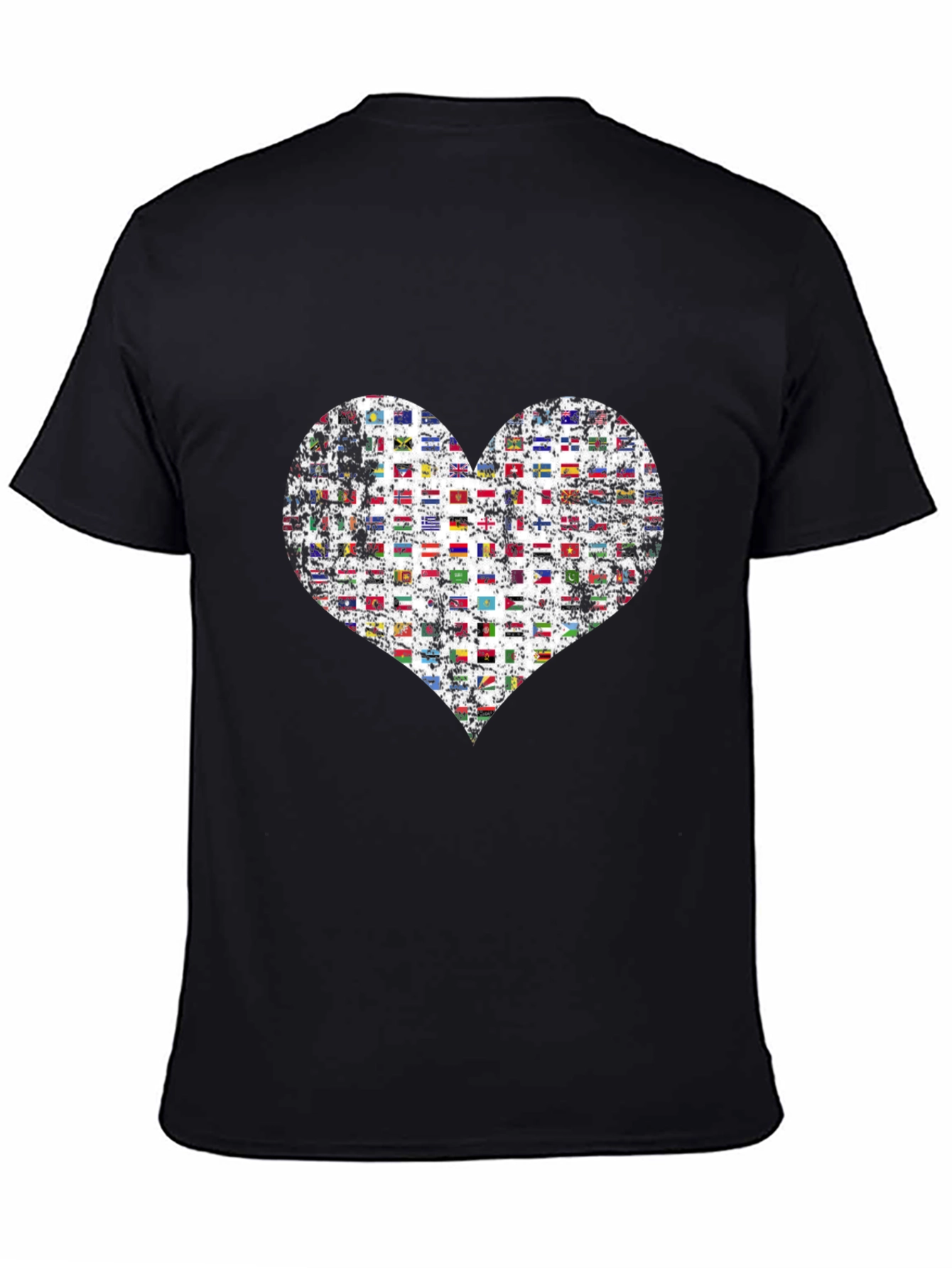 Flags Heart Graphic T-Shirt - Love All Nations