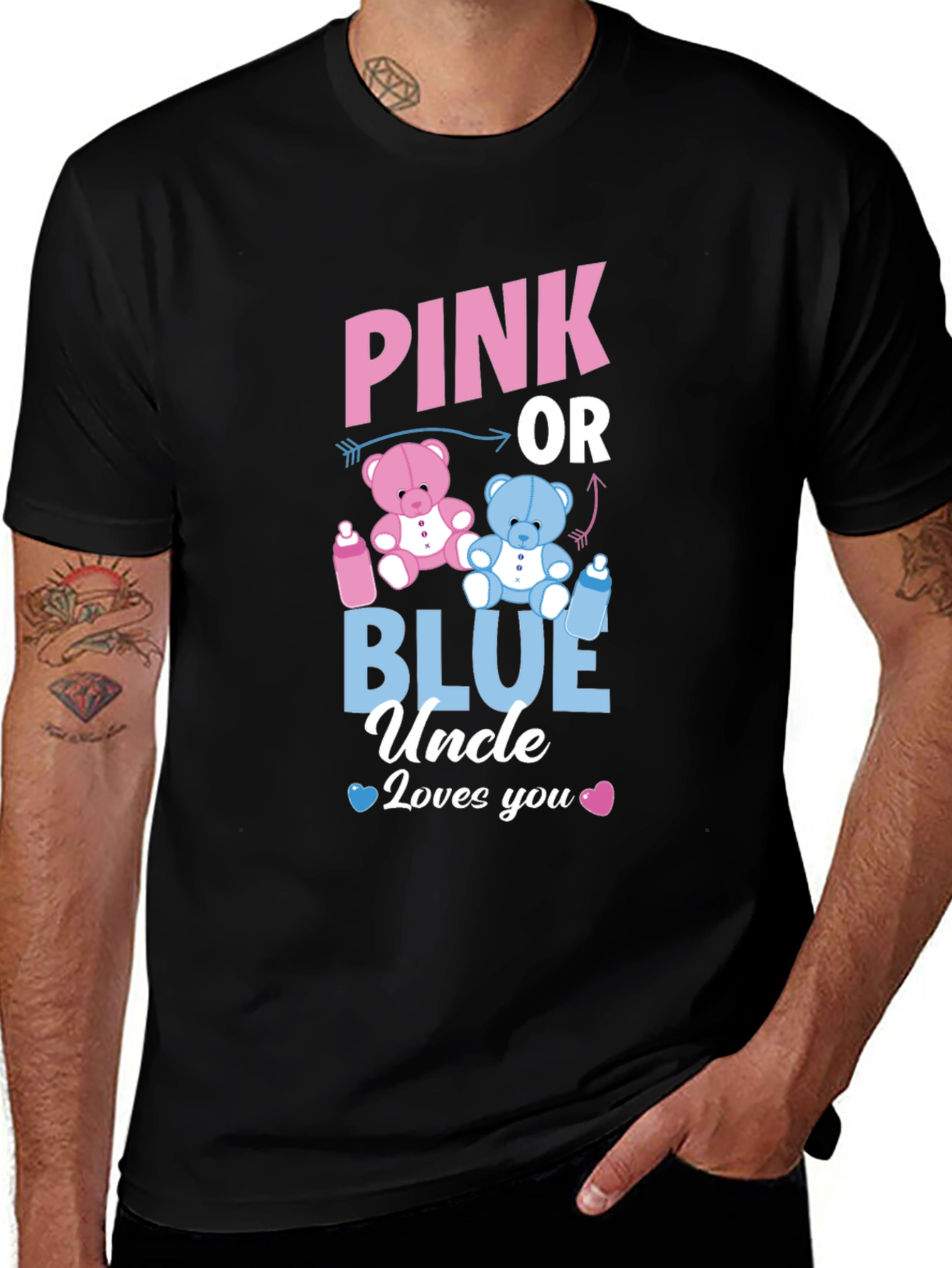 Pink or Blue Uncle Loves You Gender Reveal T-Shirt