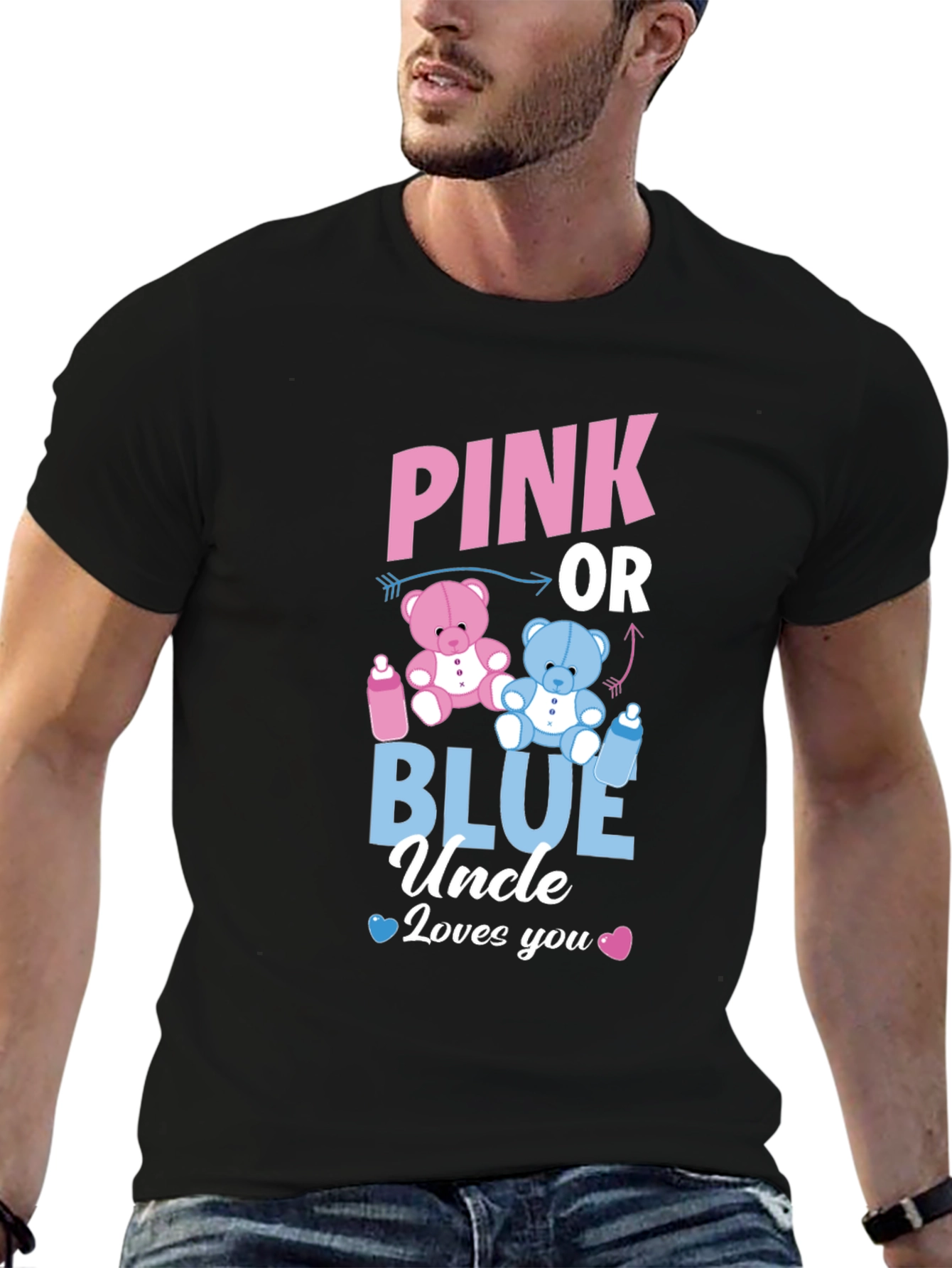 Pink or Blue Uncle Loves You Gender Reveal T-Shirt