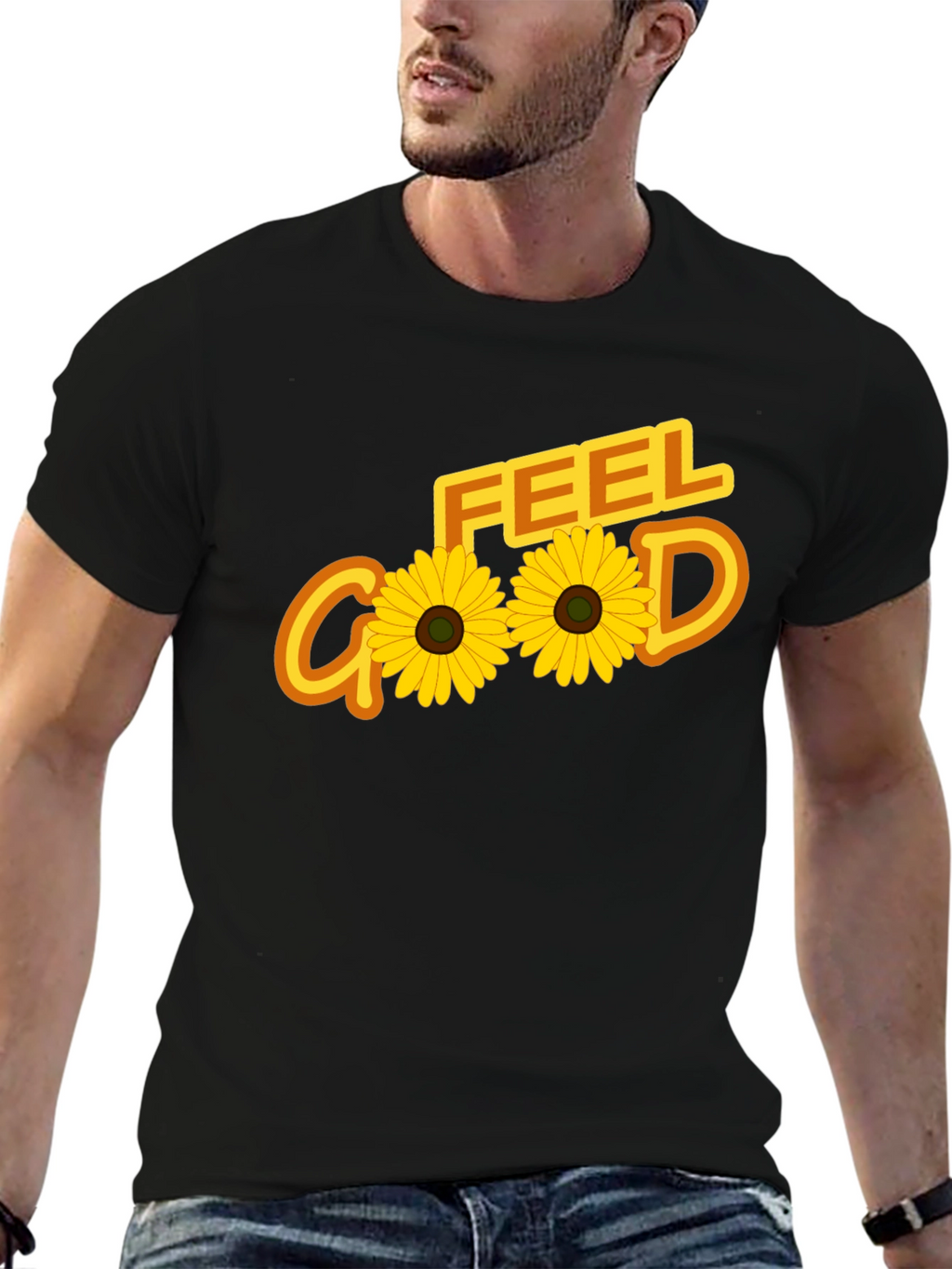 Feel Good Sunflower Graphic Tee - Black