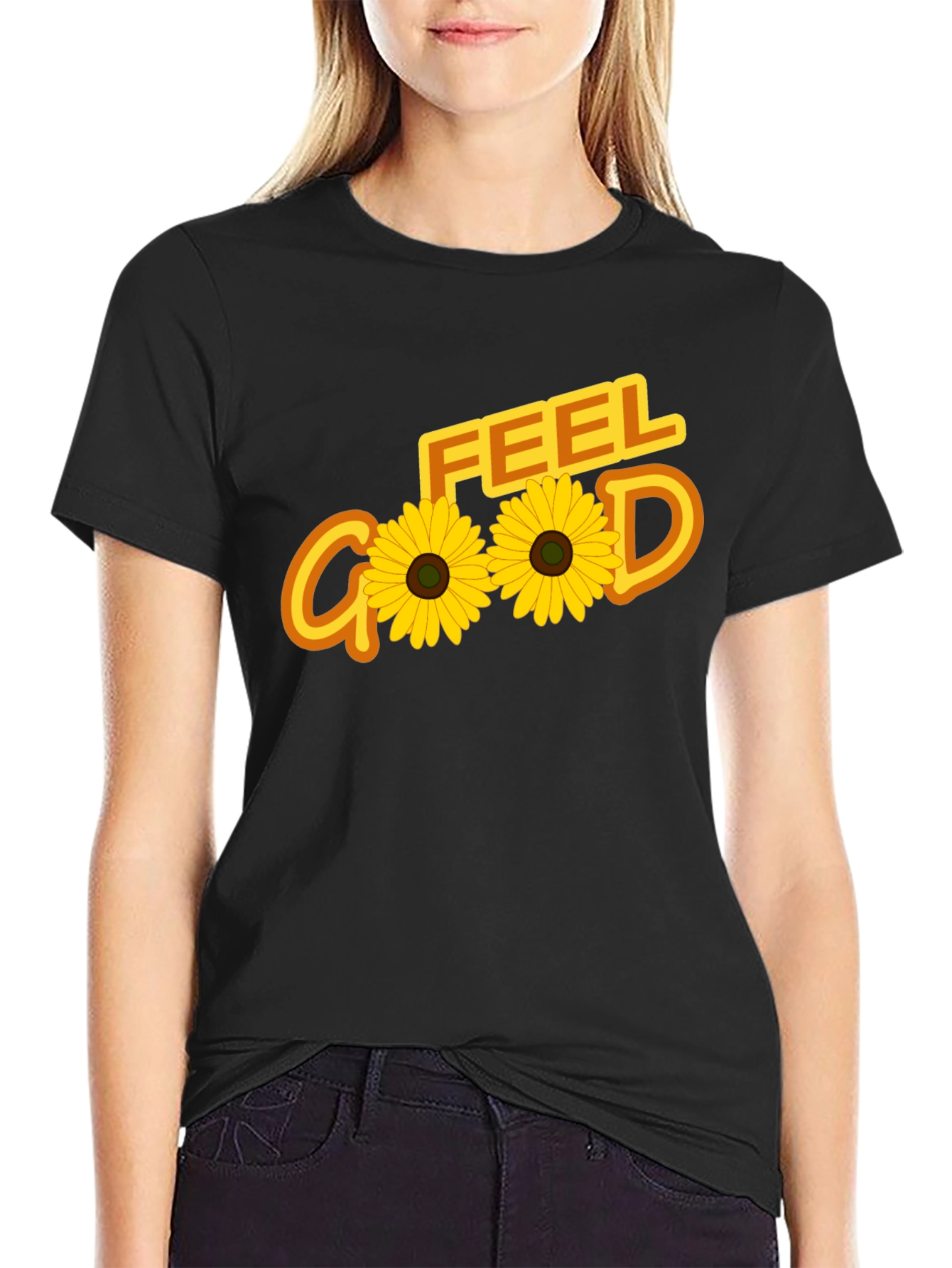 Feel Good Sunflower Graphic Tee - Black