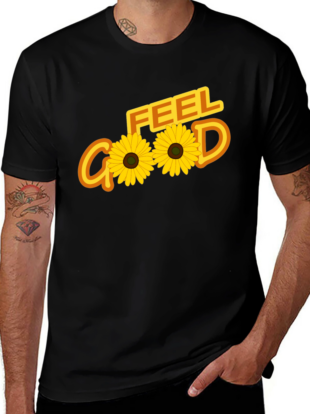 Feel Good Sunflower Graphic Tee - Black