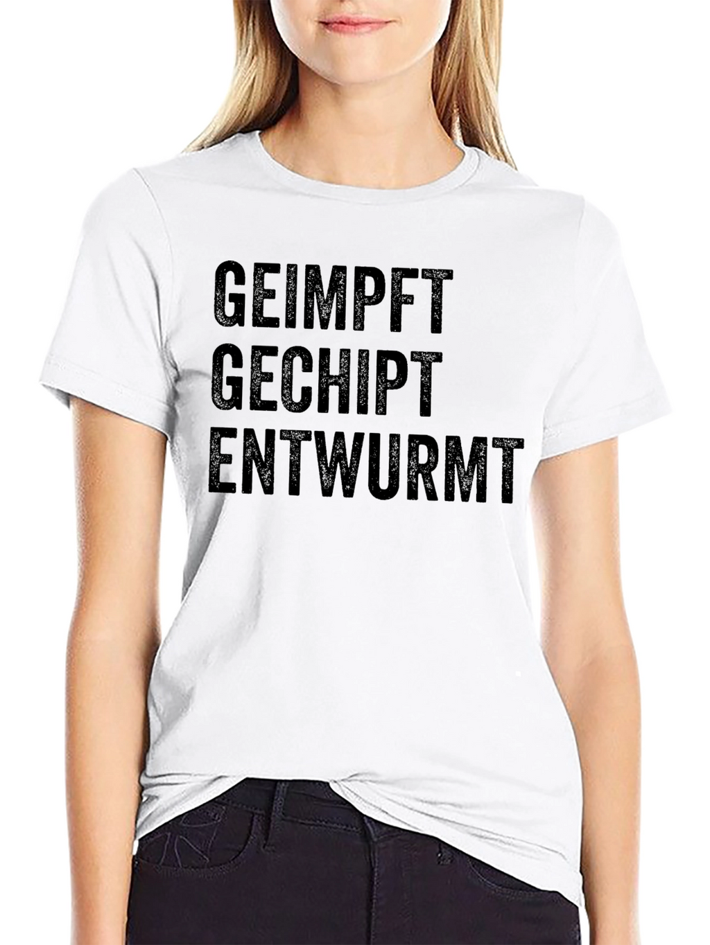 Humorous Geimpft Gechipt Entwurmt Black T-Shirt