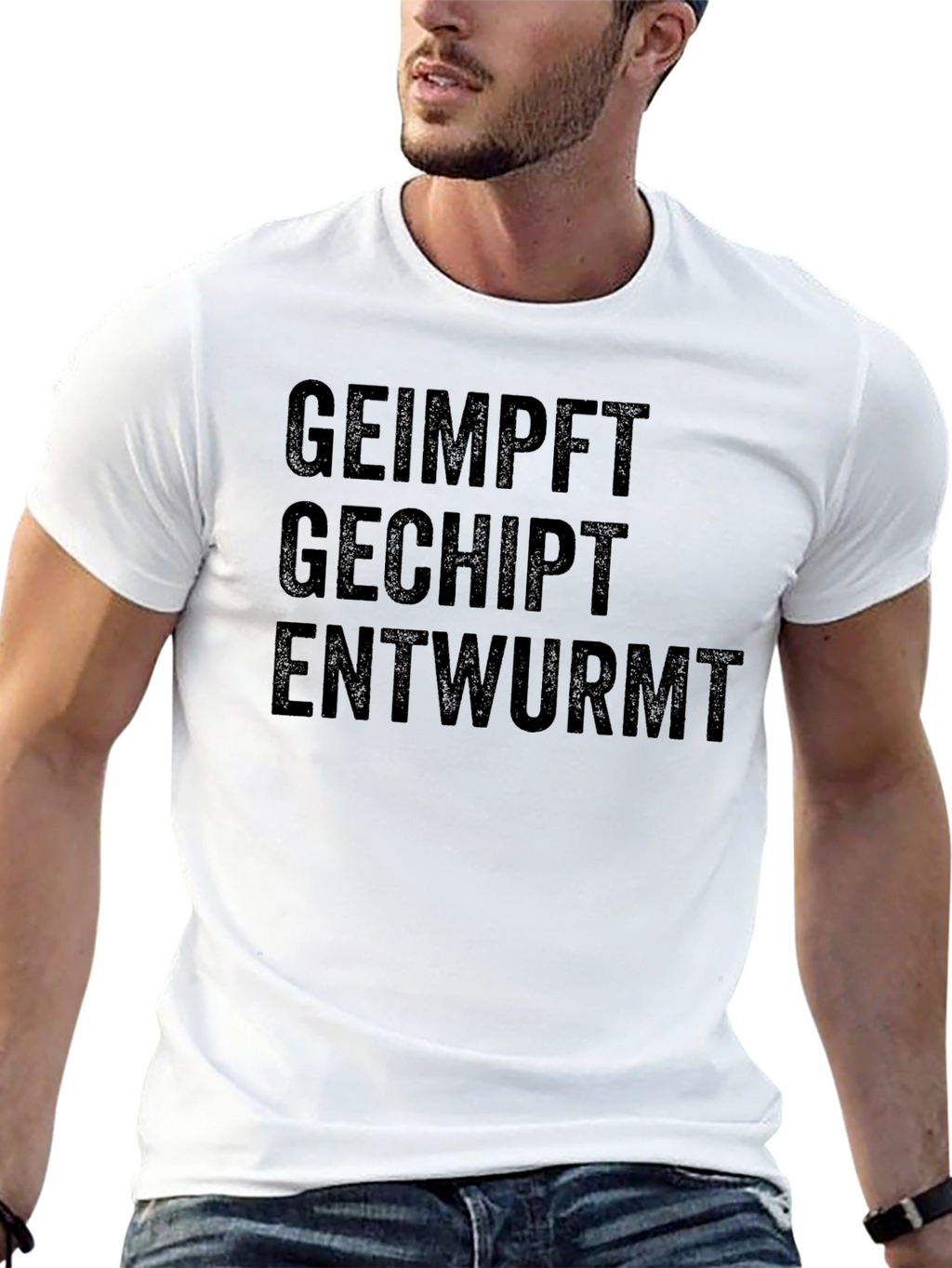 Humorous Geimpft Gechipt Entwurmt Black T-Shirt