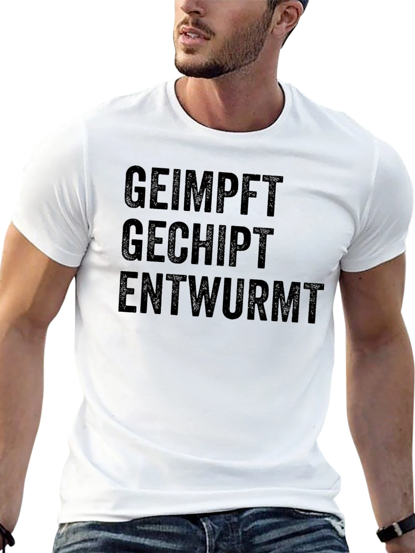 Humorous Geimpft Gechipt Entwurmt Black T-Shirt