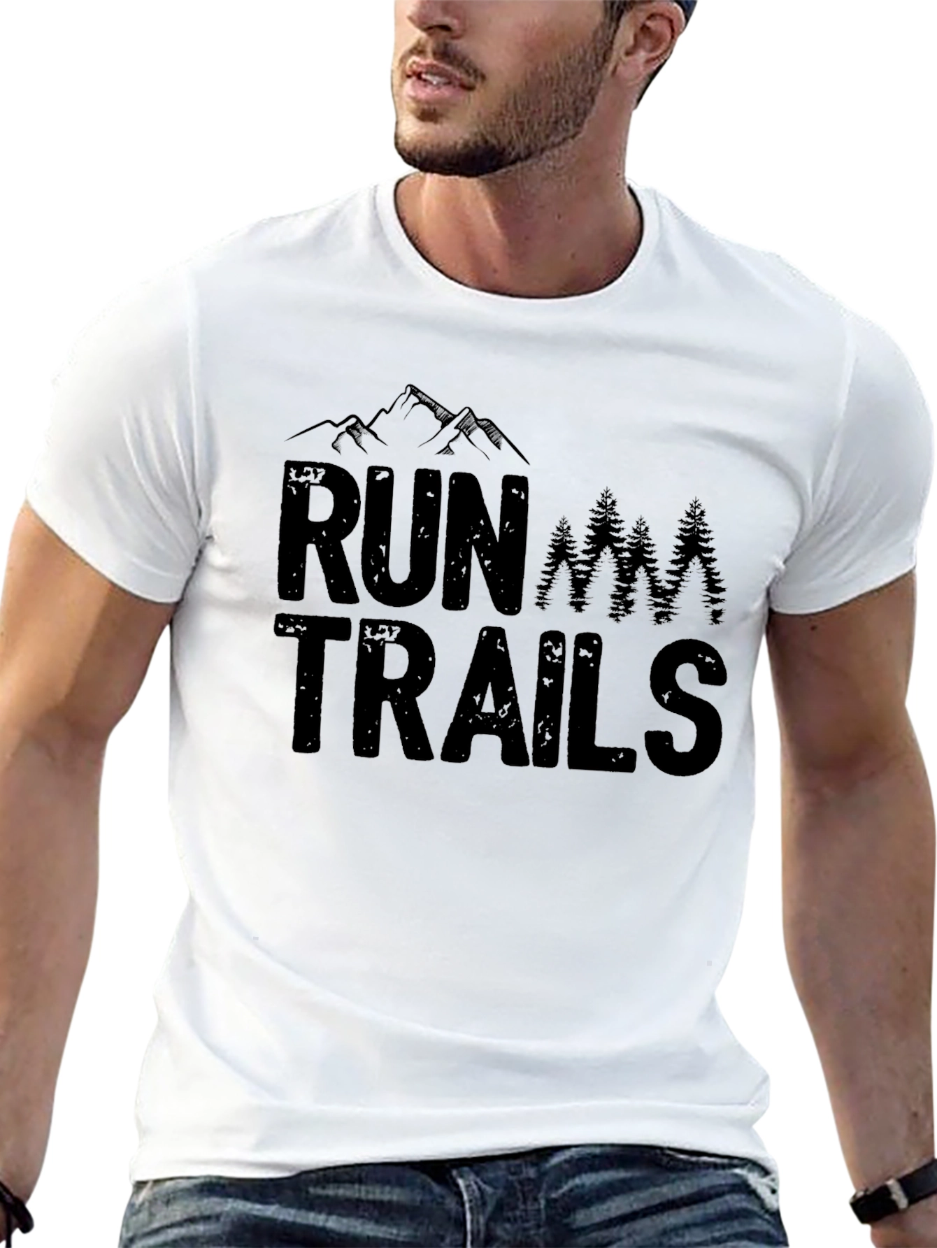 Run Trails Graphic Tee - Black Cotton