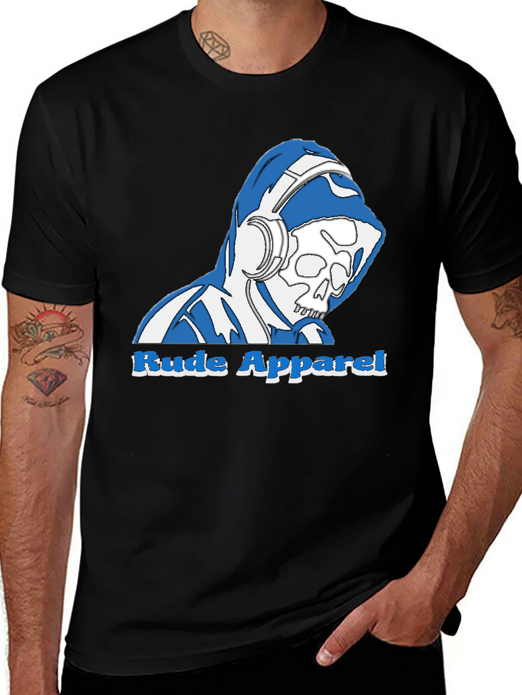 Rude Apparel Skull Graphic Tee - Black