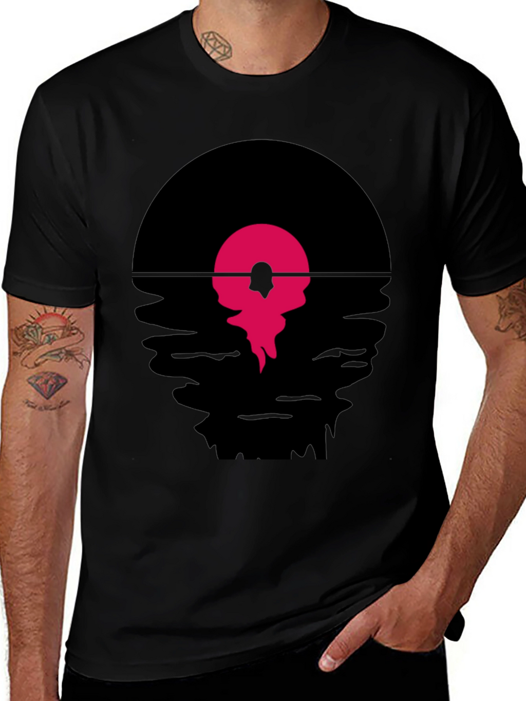 Retro Vinyl Record Sunset Graphic T-Shirt
