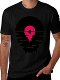 Retro Vinyl Record Sunset Graphic T-Shirt