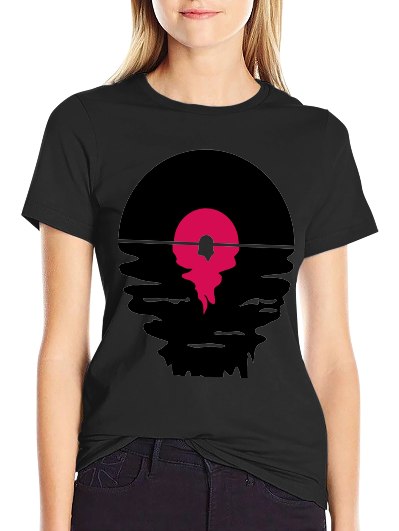 Retro Vinyl Record Sunset Graphic T-Shirt