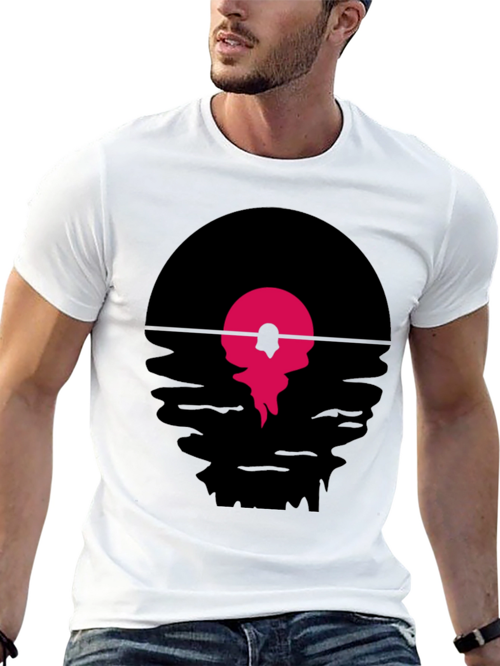 Retro Vinyl Record Sunset Graphic T-Shirt