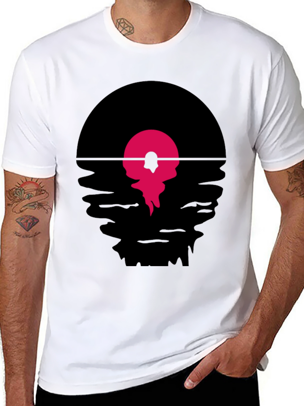 Retro Vinyl Record Sunset Graphic T-Shirt