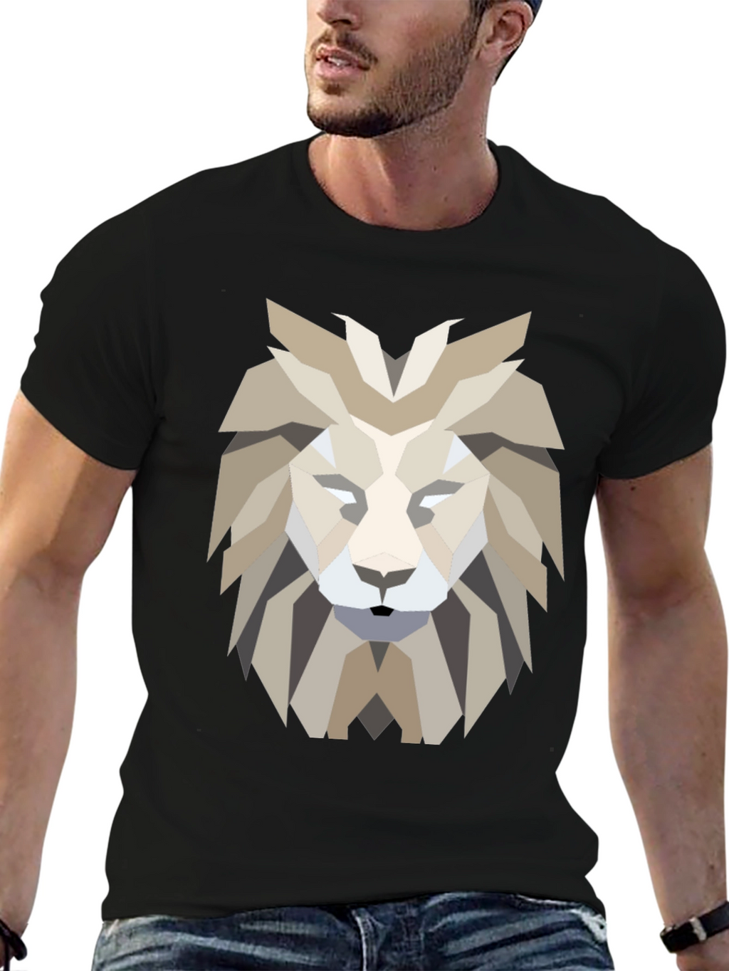 Geometric Lion Graphic Tee - Modern Design