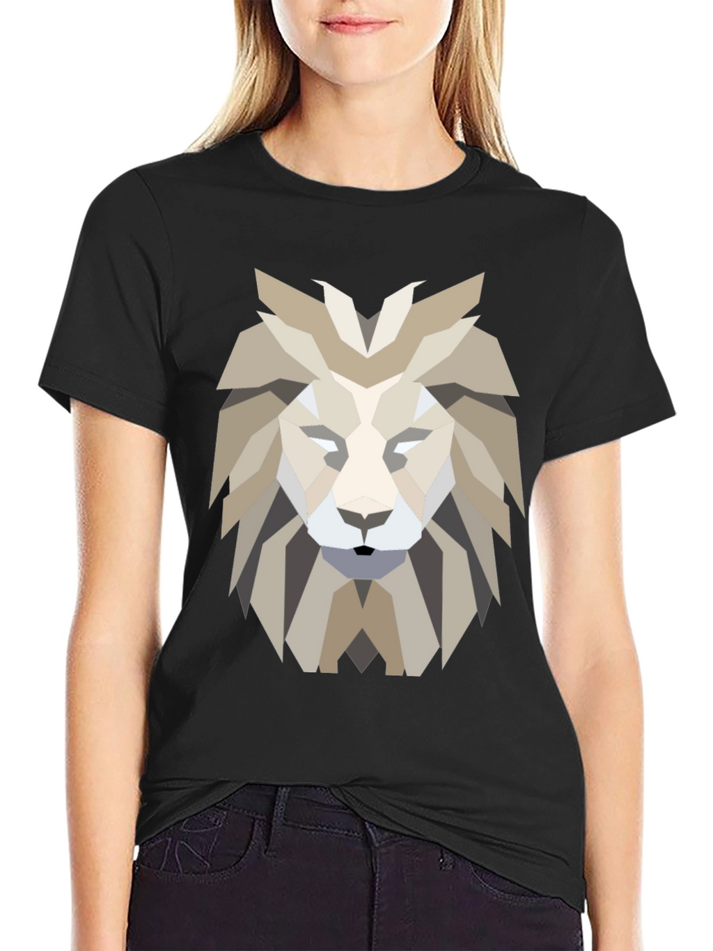 Geometric Lion Graphic Tee - Modern Design