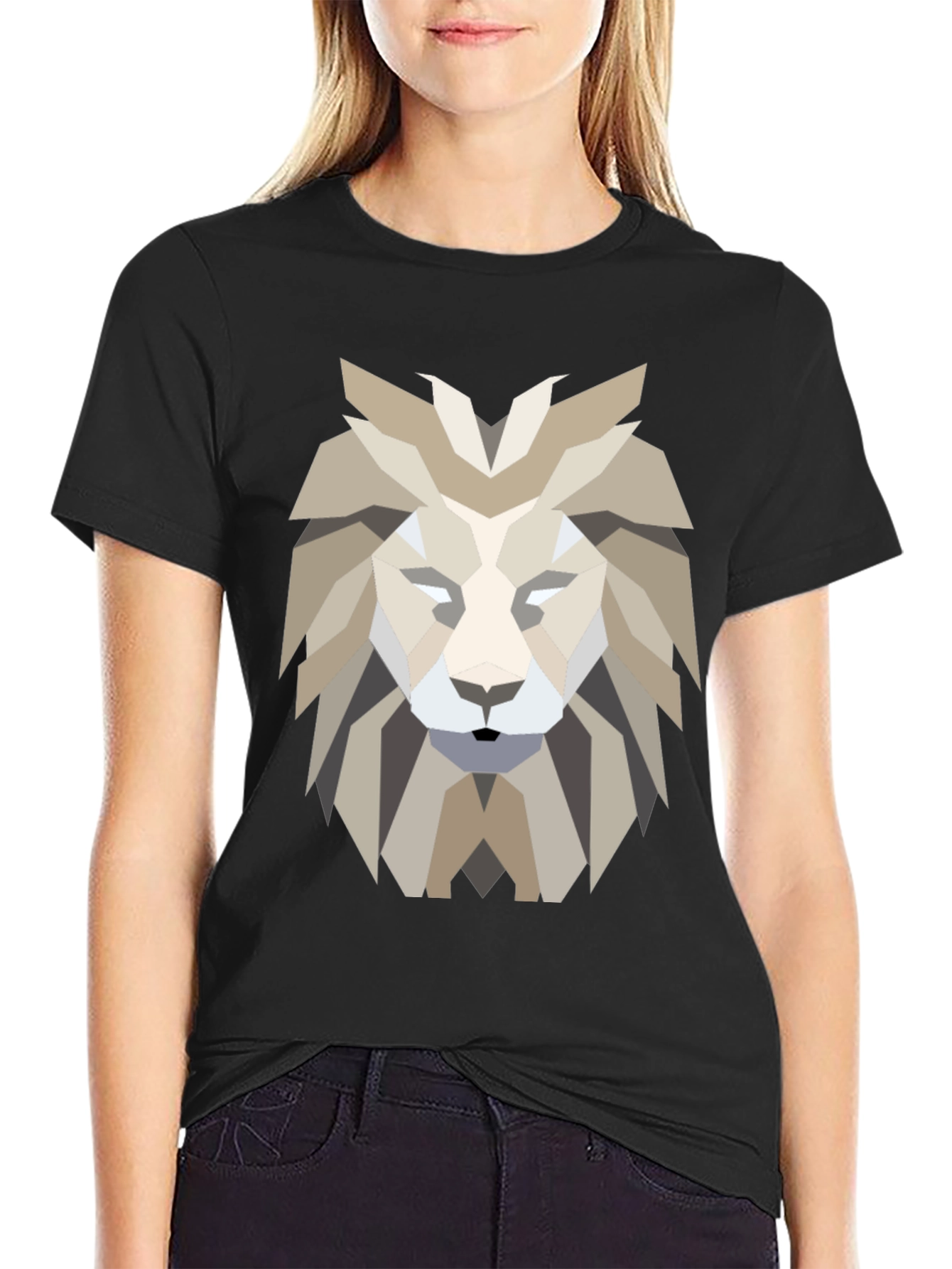Geometric Lion Graphic Tee - Modern Design