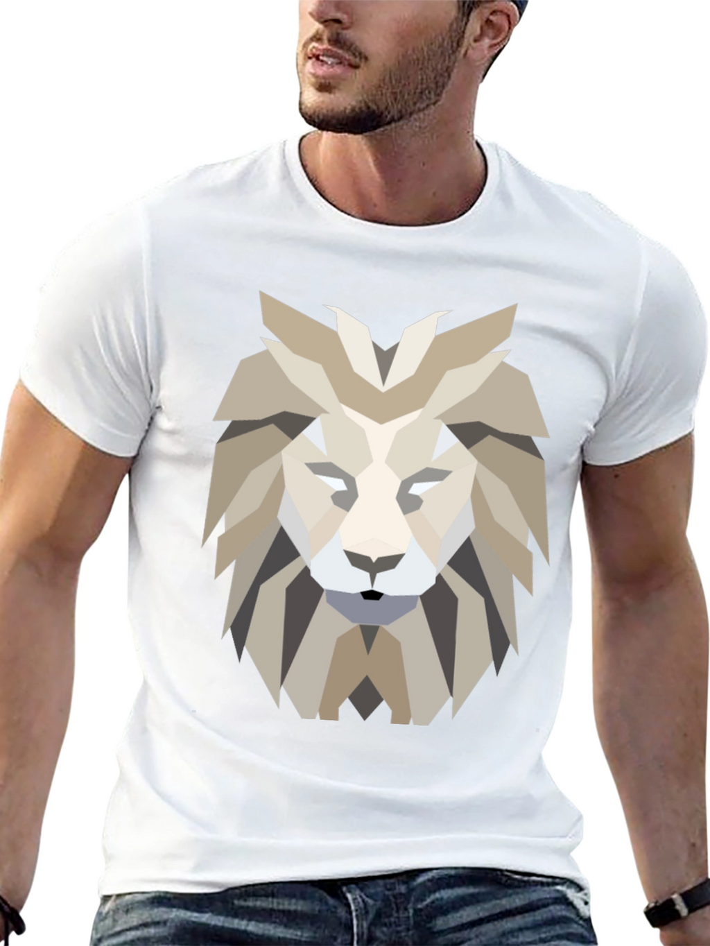 Geometric Lion Graphic Tee - Modern Design
