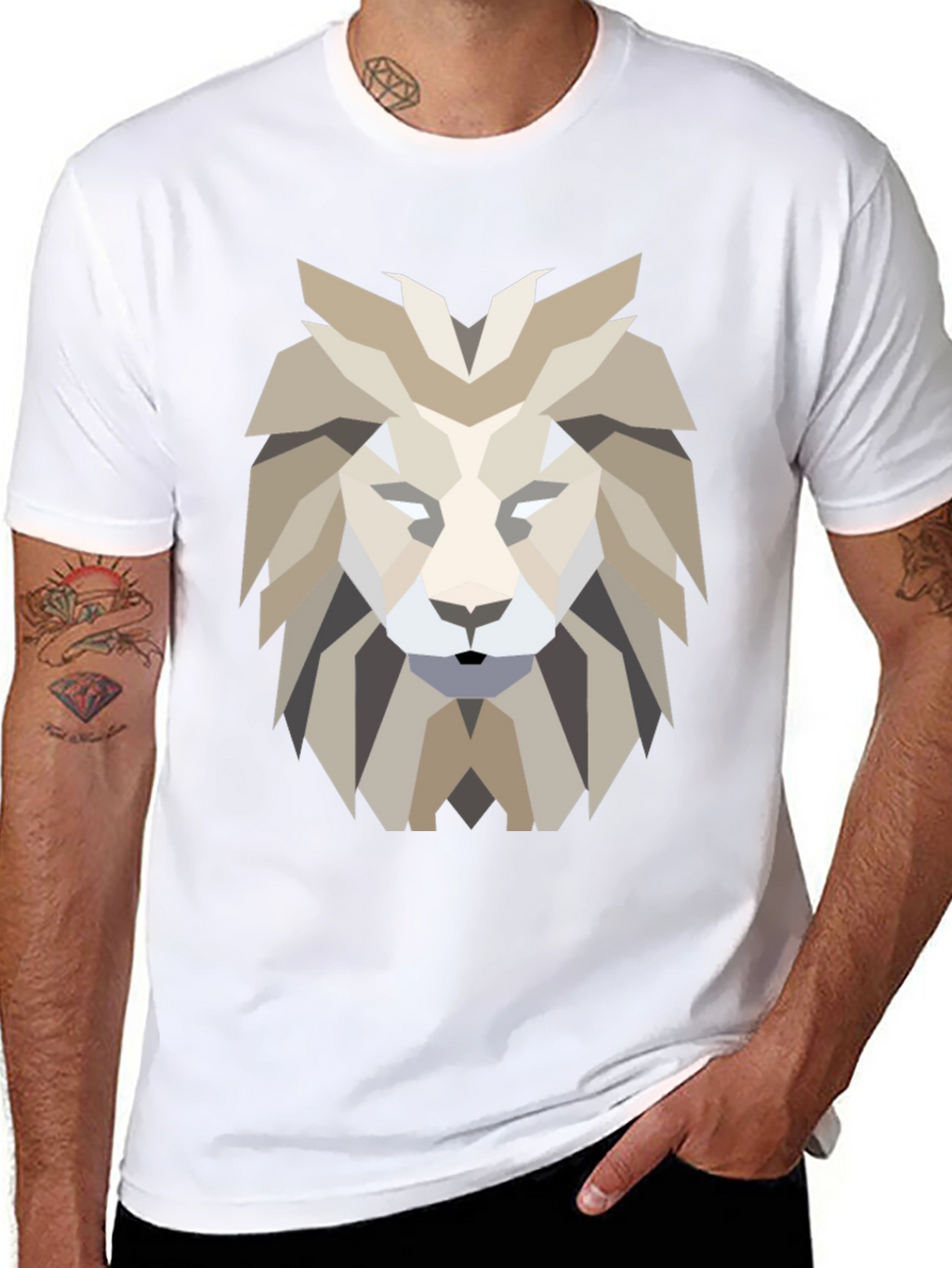 Geometric Lion Graphic Tee - Modern Design
