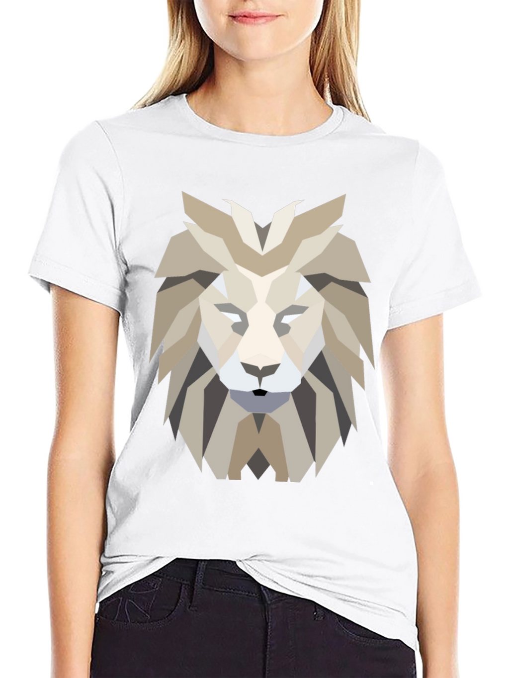 Geometric Lion Graphic Tee - Modern Design