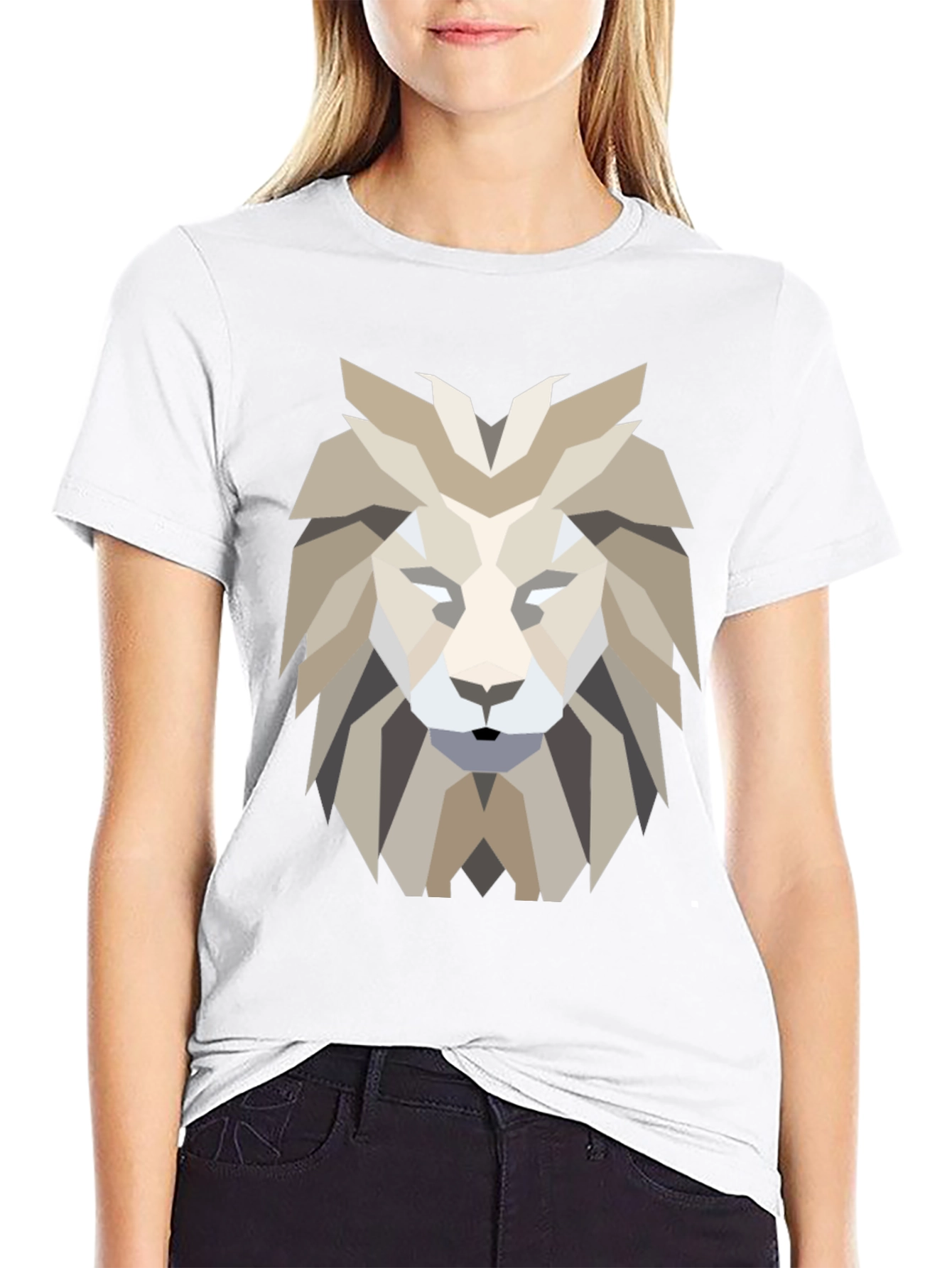 Geometric Lion Graphic Tee - Modern Design
