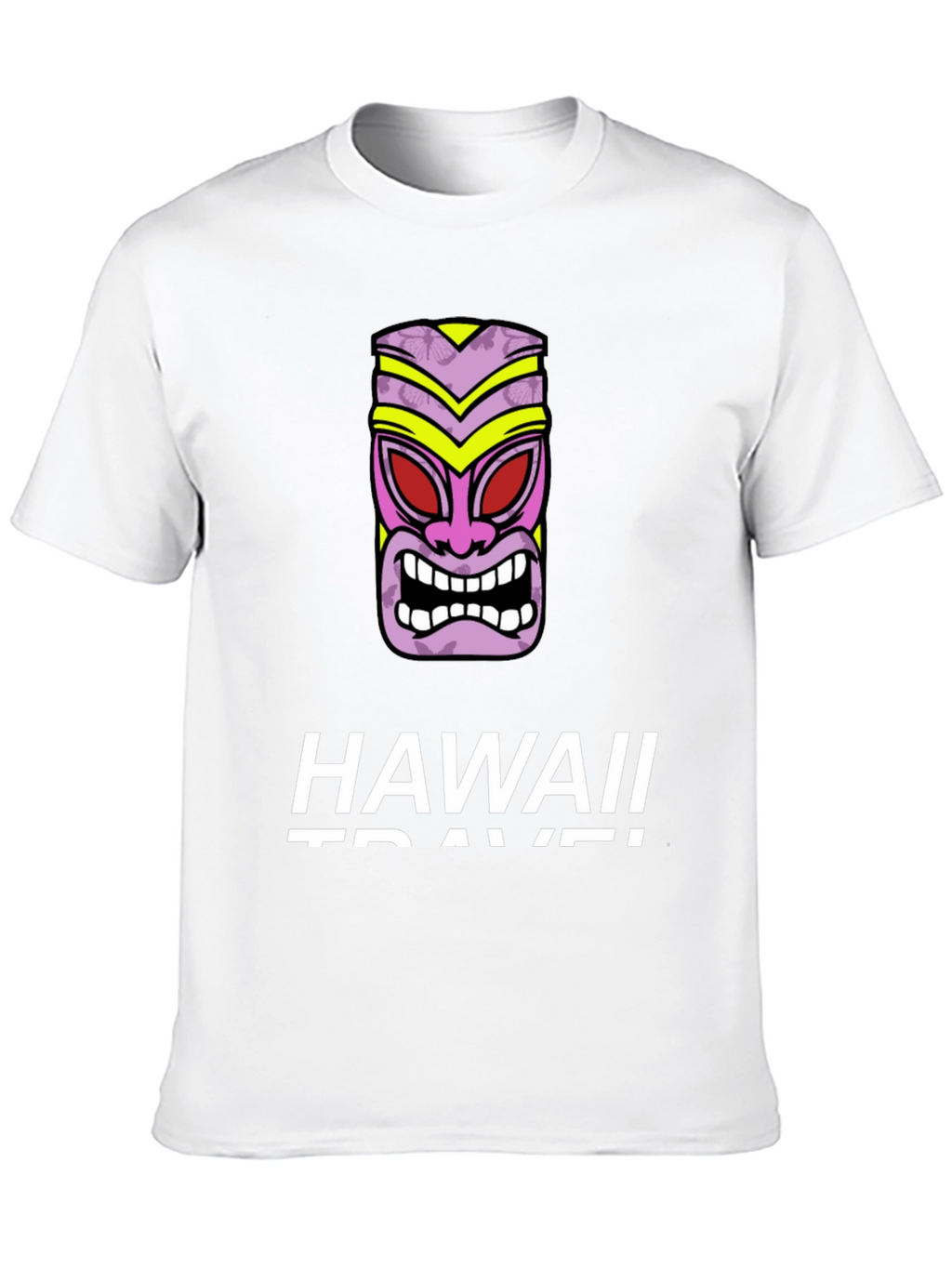 Hawaii Travel Black T-Shirt with Tiki Mask Graphic