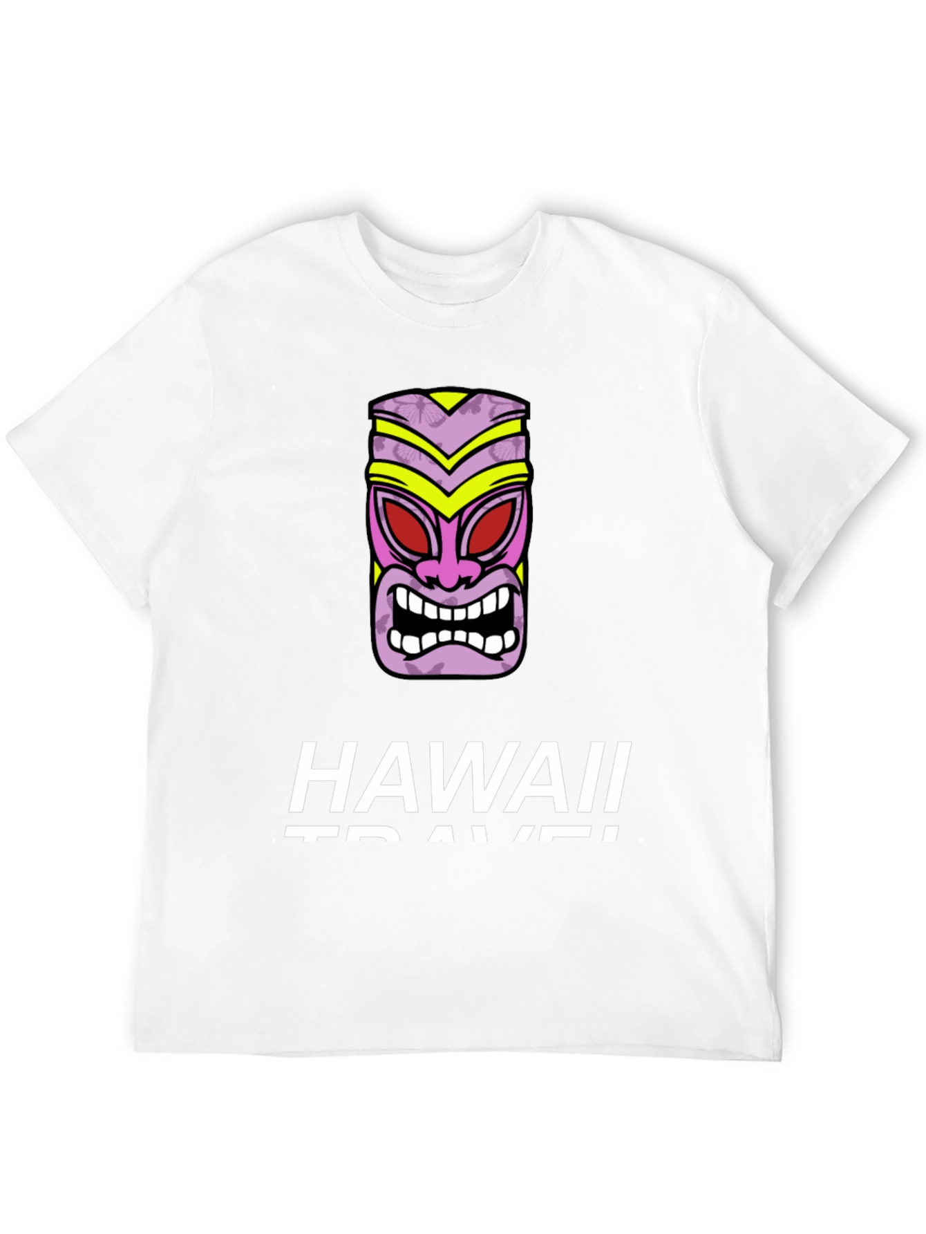 Hawaii Travel Black T-Shirt with Tiki Mask Graphic